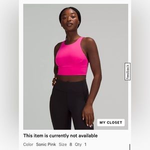 Wunder Train Longline Bra - medium support - size 8 - sonic pink - lululemon